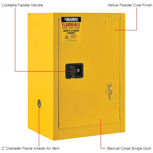 Global Industrial™ Flammable Cabinet, Self Close Single Door, 12