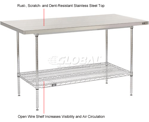 Universal SG3060-60 X 30 Stainless Steel Work Table W/ Galvanized Under Shelf 