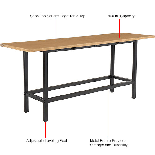 Global Industrial™ Standing Height Workbench w/ Shop Top Square Edge ...