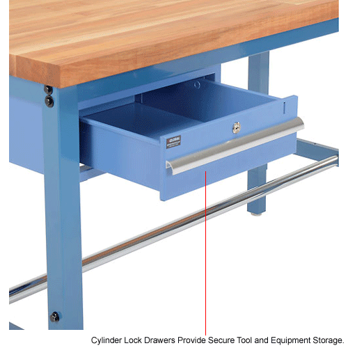 Global Industrial&#153; 60x30 Production Workbench Maple Square Edge - Drawer, Upright & Shelf BL
