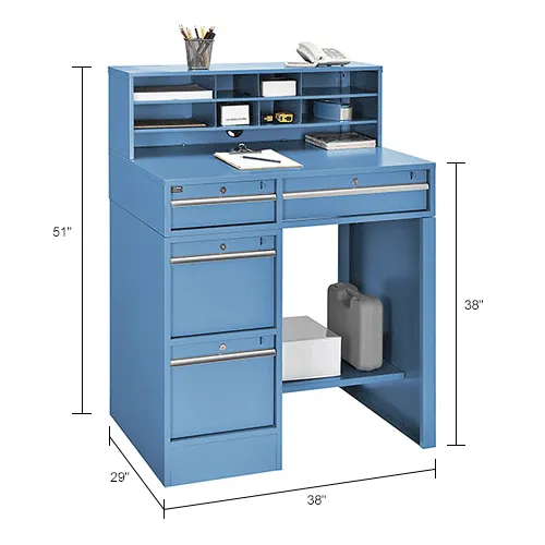 Global Industrial™ Pedestal Shop Desk w/ 4 Drawers & Shelf Global Industrial™ Pedestal Shop Desk w/ 4 Drawers & Shelf