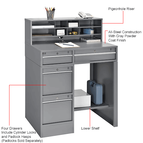 4 drawer under desk pedestal