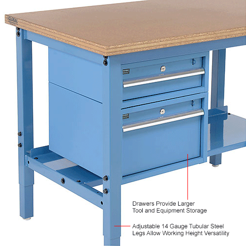 Global Industrial&#153; 72 x 30 Production Workbench - Shop Top Square Edge Complete Bench - Blue