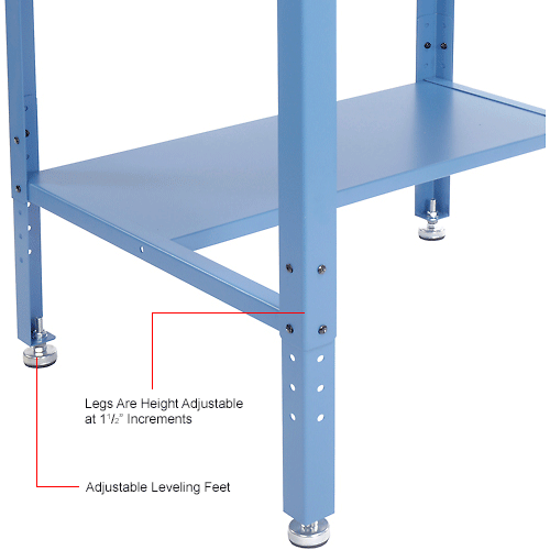 Shop Desk w/ Pigeonhole Storage - Pegboard w/Shelf 34-1/2"W x 30"D x 38 to 42-1/2"H- Flat Top -Blue