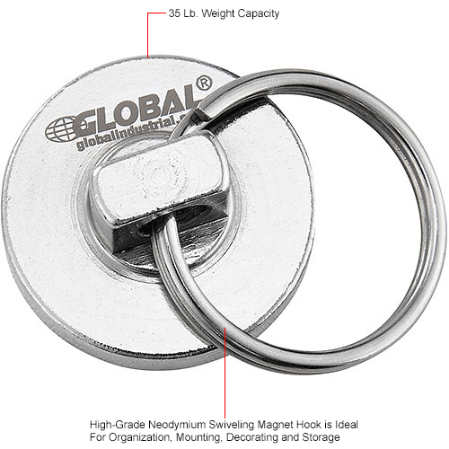 Postcode Geit leraar Global Industrial™ Neodymium Magnetic Assembly w/ Key Ring, 35 Lbs. Pull,  6/Pack
