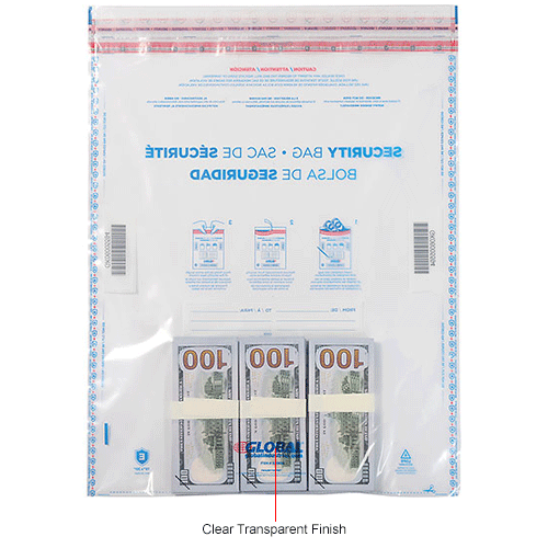 Global Industrial&#153; FraudStopper&#153; Tamper Evident Clear Deposit Bag, 15"W x 20"H, 100/Pack