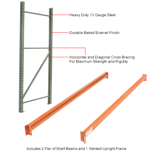 Global Industrial™ Teardrop Pallet Rack AddOn 144"W X 48"D X 96"H