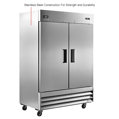 Nexel® Reach In Freezer, 2 Solid Doors, 47 Cu. Ft., Stainless Steel