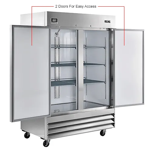 Nexel® Reach In Freezer, 2 Solid Doors, 47 Cu. Ft., Stainless Steel