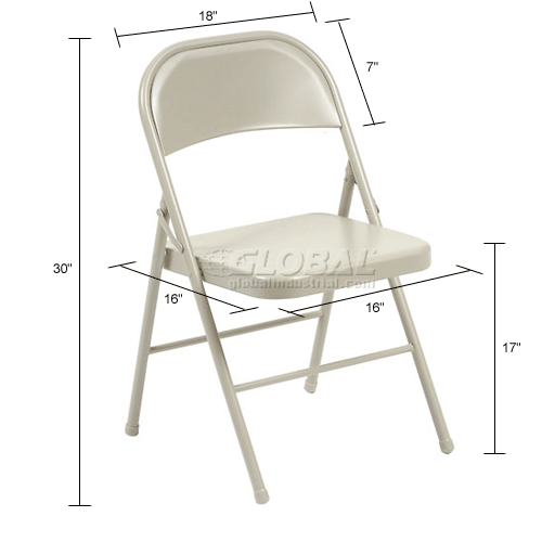 Interion® Folding Chair, Steel, Beige - Pkg Qty 4