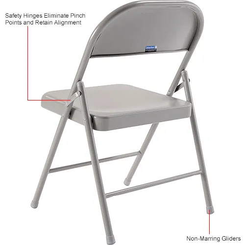 Interion Folding Chair Steel Gray Pkg Qty 4