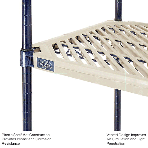Nexel®, Nexelite®, 4 Tier, Vented Plastic Mat Shelving Unit, 60"W x 21
