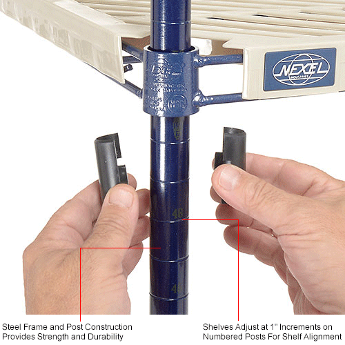 Nexel®, Nexelite®, 4 Tier, Vented Plastic Mat Shelving Unit, 60"W x 21