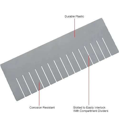 Global Industrial Length Divider DL93080 for Plastic Dividable Grid, Gray