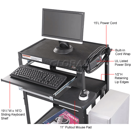 Global Industrial® Steel Mobile Workstation Cart with Slide out