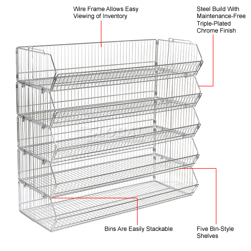 Global Industrial™ Modular Wire Stacking Bin Basket Rack, 48"W x 20"D x