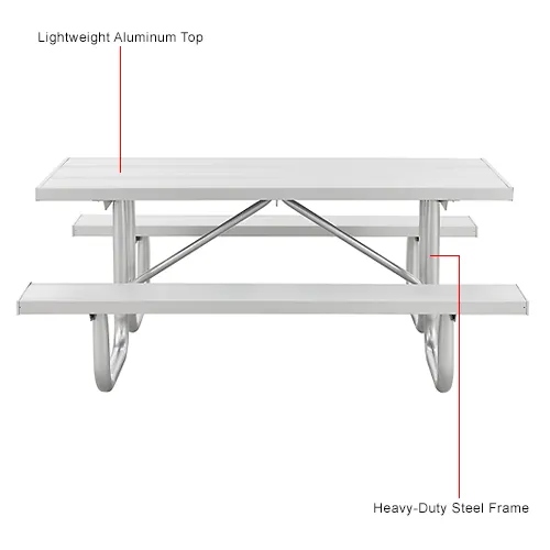 Global Industrial™ 8' Heavy-Duty Anodized Aluminum Picnic Table