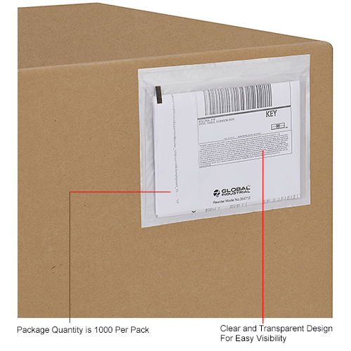 Global Industrial™ Packing List Envelopes, 7"L x 51/2"W, Clear, 1000/Pack