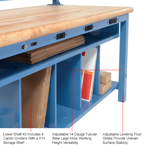 Global Industrial™ Complete Packing Workbench W/Power, Butcher Block ...