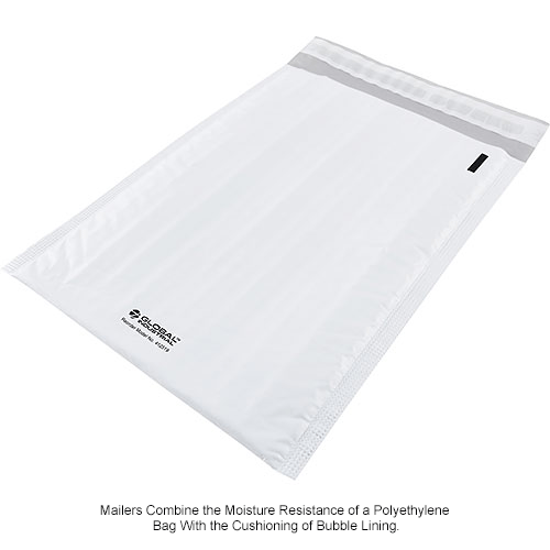 Global Industrial™ Bubble Lined Poly Mailers 1, 71/4" x 12", White, 100 Pack 412519