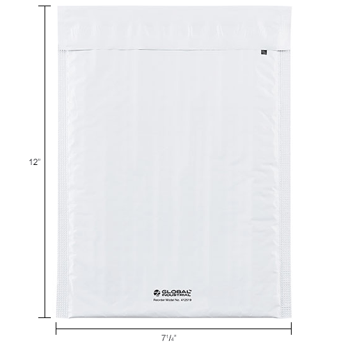Global Industrial™ Poly Mailers, #1, 7-1/4"W x 12"L, White, 100/Pack