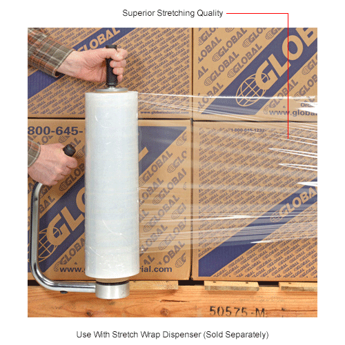 Global Industrial&#153; Stretch Wrap Film 18" x 1500' x 80 Gauge Clear For Hand Dispenser - Skid Lot