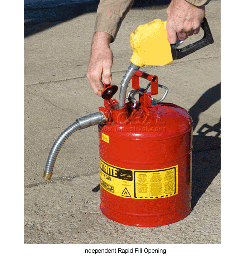 Justrite 5 Gallon Gas Can With Flexible Nozzle