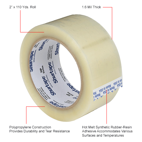 Shurtape® Carton Sealing Tape HP100 48mm x 100m 1.6 Mil Clear - Pkg Qty 36 
																			