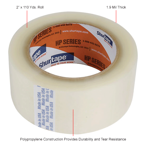 Shurtape® Carton Sealing Tape HP200 48mm x 100m 1.9 Mil Clear -
																			