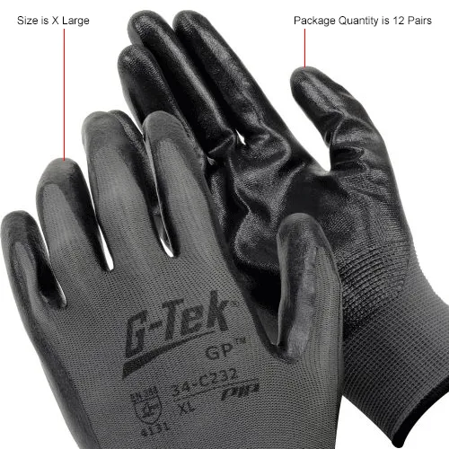 P‑Grip Ultra Thin Black Nylon/Polyurethane Gloves with Black PU Coating