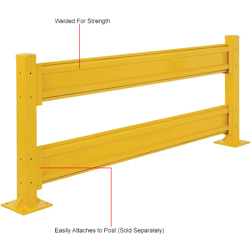 Global Industrial™ Protective Steel Guard Rail, 8'L, Yellow