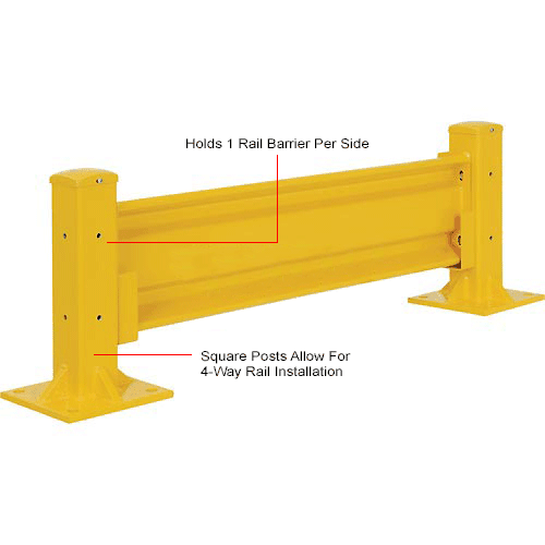  18 in. Protective Rail Barrier Post For Single Rail
																			