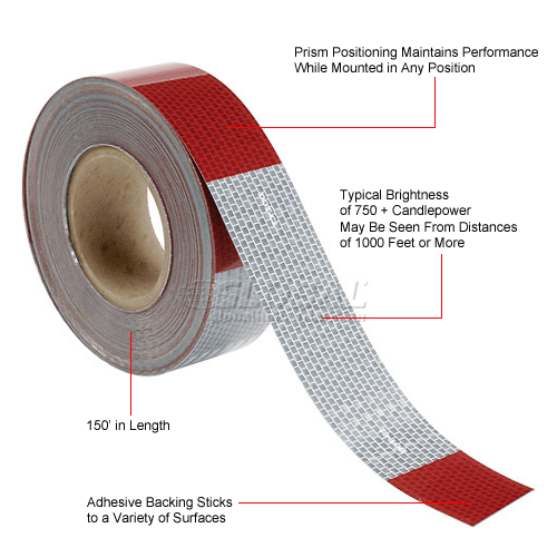Conspicuity Red/White Tape, 11in./7in. Pattern, 5 Yr. DOT-C2