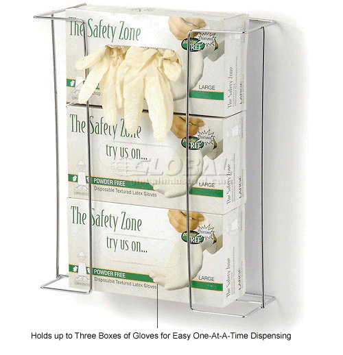 Global Industrial™ Triple Glove Box Holder, Wire Steel, 1115/16"W x 313/16"D x 143/16"H