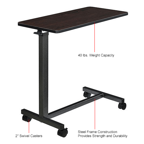 Global Industrial™ Overbed Table With H-Base, Walnut Laminate Tabletop