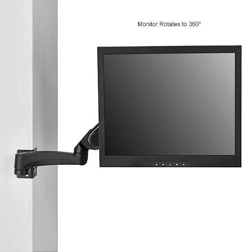 Global Industrial&#8482; Gas Spring LED/LCD Monitor Wall Mount Arm with VESA Plate, Black