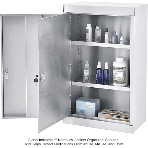 Global Industrial&#8482; Large Narcotics Cabinet, Double Door/Double Lock, Stainless Steel