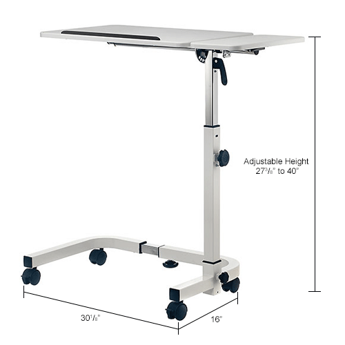 Global Industrial&#153; 36" Tilting Adjustable Height Mobile Laptop Desk, White