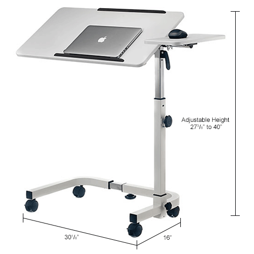 Global Industrial&#153; 30" Tilting Adjustable Height Mobile Laptop Desk, White