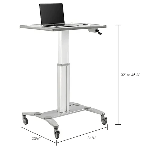 Global Industrial&#153; Sit-Stand Mobile Desk With Tablet Slot, Gray/Silver