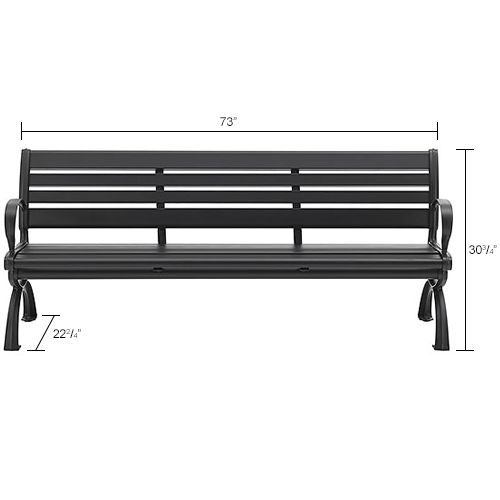 Global Industrial&#153; 6' Aluminum Park Bench with Backrest, Black