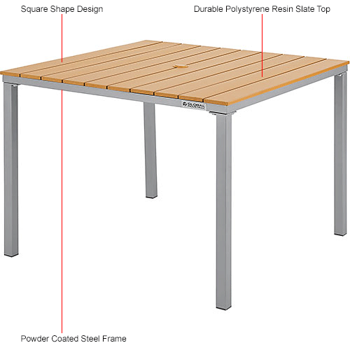Global Industrial&#153; 40" Square Resin Outdoor Dining Table, Tan