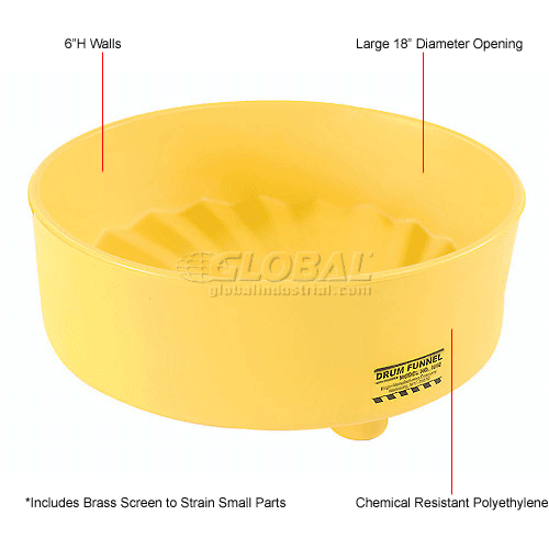 Eagle 1662 Oversized Drum Funnel with Screen for Flammable Liquids