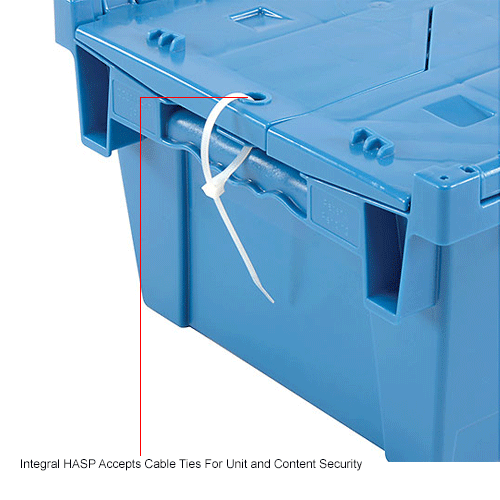 Global Industrial™ Plastic Attached Lid Shipping and Storage Container 195/8x117/8x7 Blue