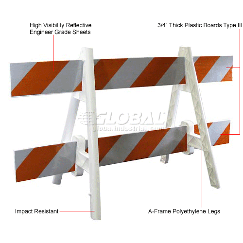 Econocade Traffic Barricade A-Frame 6 ft 1 Rail