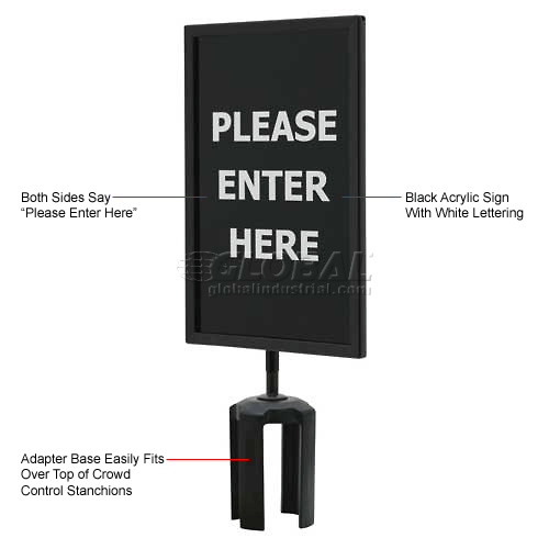 Black Message Sign for Crowd Control Stanchions
