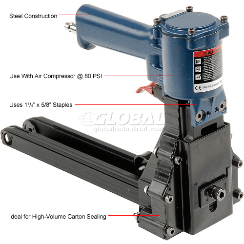 Pneumatic Air Box Stapler uses 5/8" Carton staples Used Container Stapling Corp 