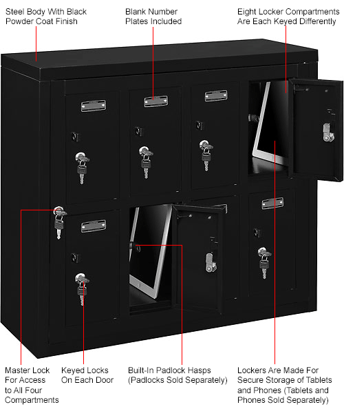 6 Door Personal Effect Secure Metal Employee 38cm High Locker w/ Keys Light Grey 