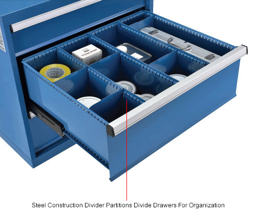 Divider Kit for 10"H Drawer of Global™ Modular Drawer Cabinet 30"Wx27"D, Blue
																			