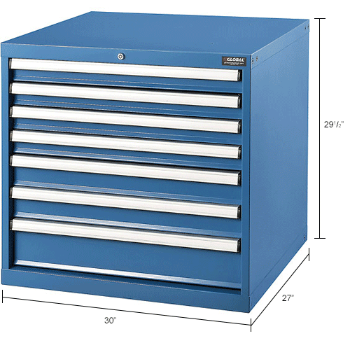 Paramount™ Modular Drawer Cabinet, 7 Drawers, w/Lock, w/o Dividers, 30x27x32, Blue
																			